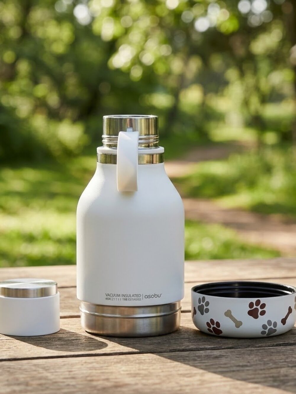 Pet Travel Water Bottle with Attached Bowl – 33 oz Stainless Steel Insulated